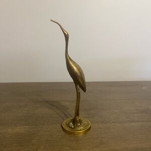 Small Brass Crane Figure 7 Vintage Bird Figurine